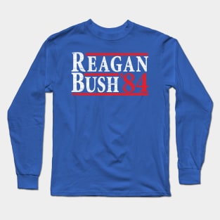 Reagan Bush '84 | Vintage Style Conservative Republican GOP Long Sleeve T-Shirt